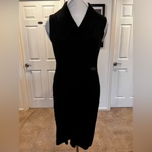 Calvin Klein collared, fitted, cable knit sweater dress, black